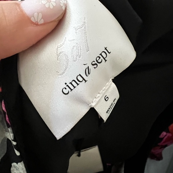 NWT Cinq a Sept Black Floral 100% Silk Mini Slip Dress w/ Side Tie Size 6 - Picture 7 of 9